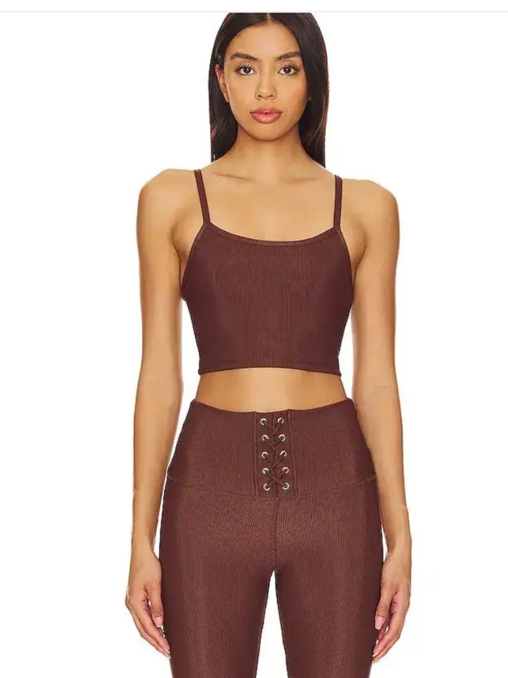 Ribbed Crop Bralette in Chocolate Brown
